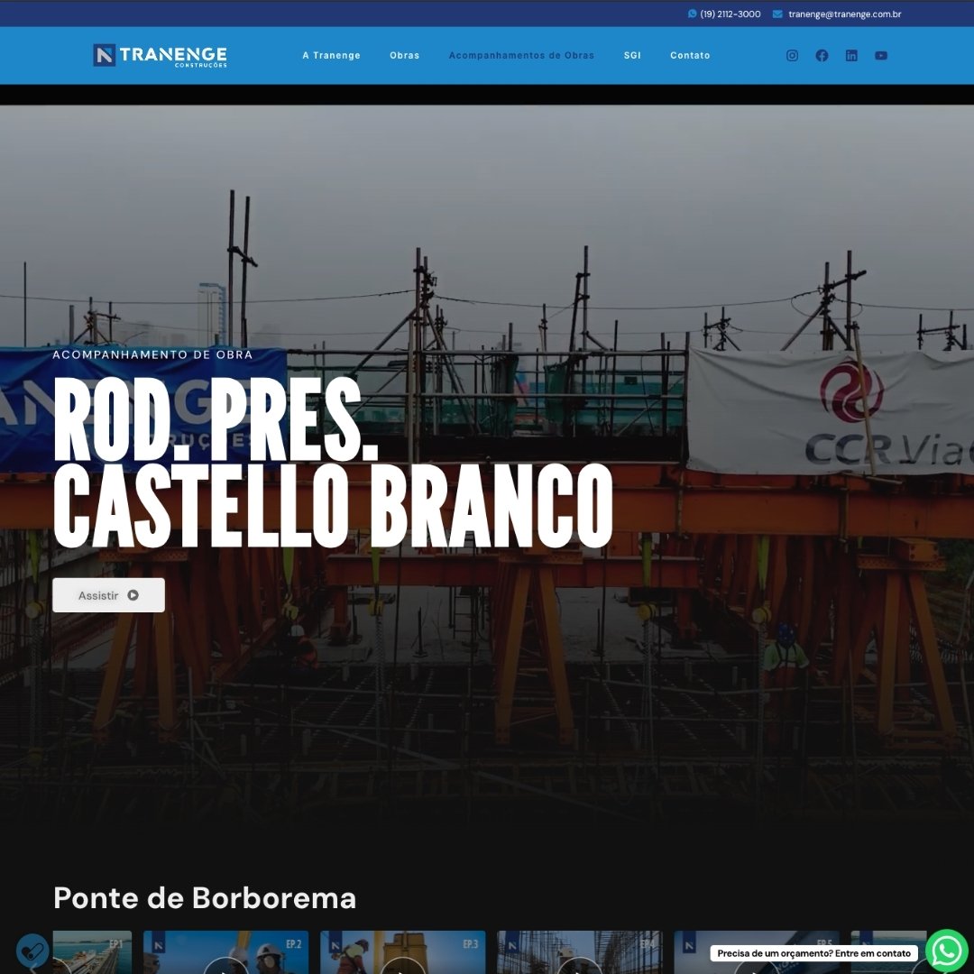 Aplicação digital do novo site da Tranenge