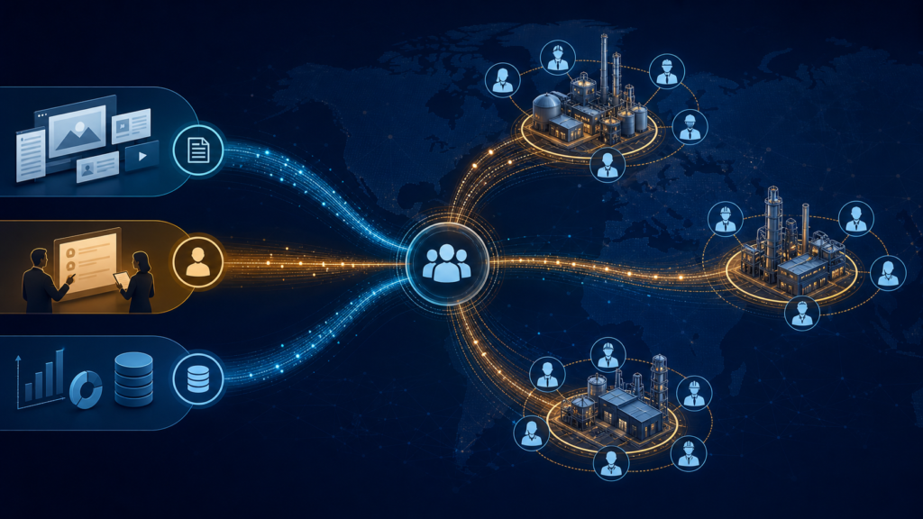 Mapa de contas industriais estratégicas com comitês de compra e ações coordenadas de ABM