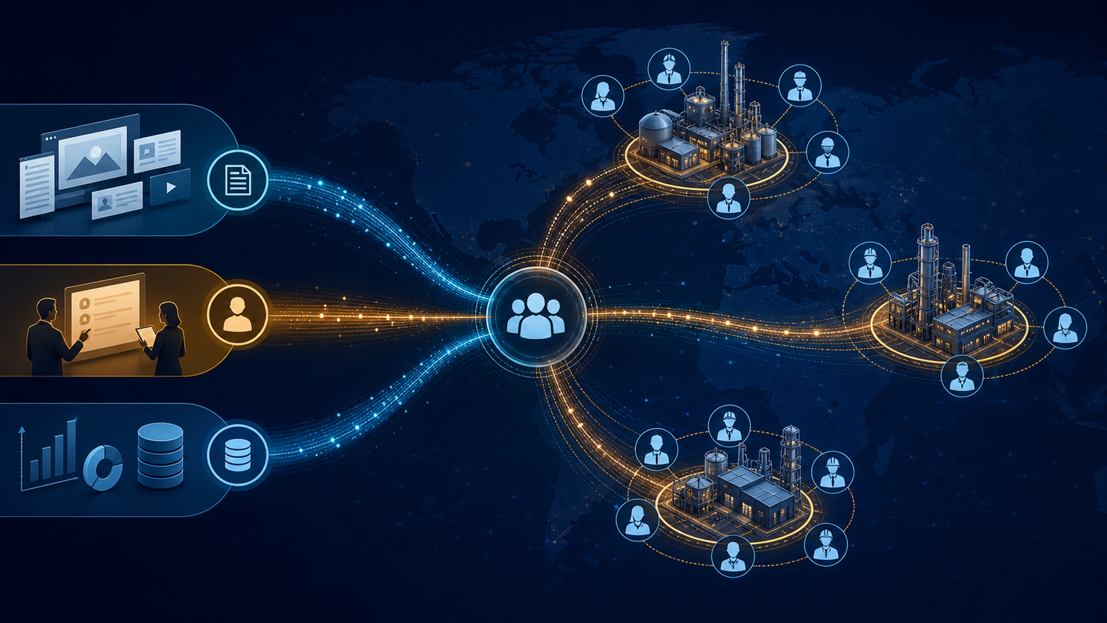 Mapa de contas industriais estratégicas com comitês de compra e ações coordenadas de ABM
