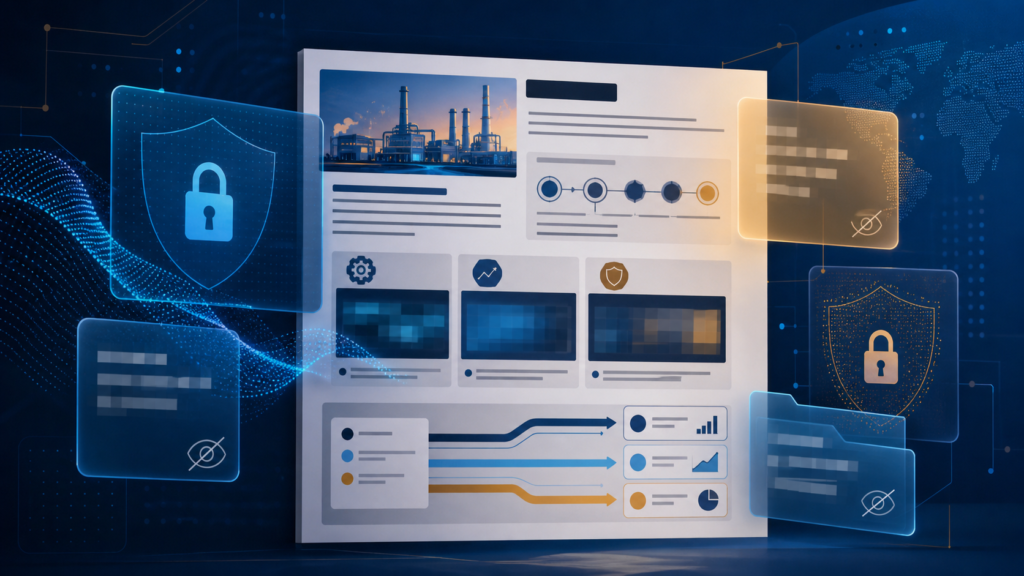 Documento de estudo de caso técnico com evidências visuais e dados confidenciais protegidos